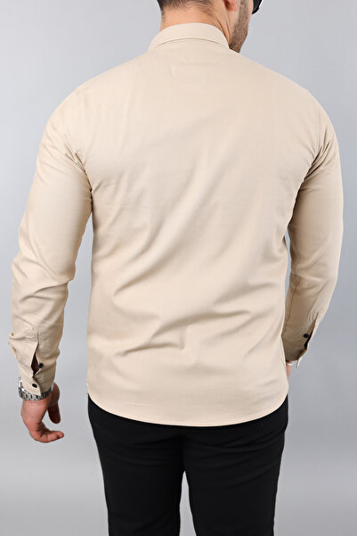 Enuygunenmoda Kvalitní pánská džínová košile Slim Fit s dvojitou kapsou