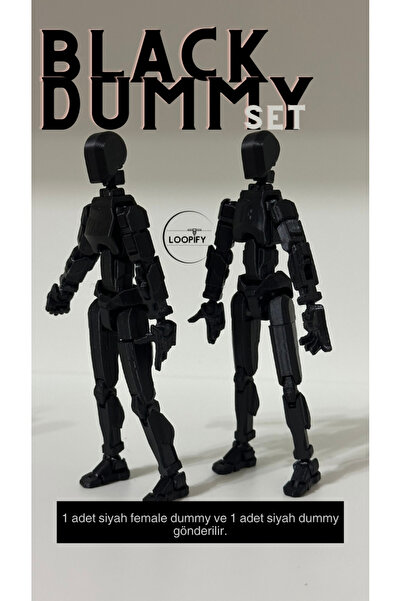 Loopify Lucky 13 Aksiyon Figürü Robot Oyuncak 13cm Siyah Lucky 13 ve Kadın Lu...