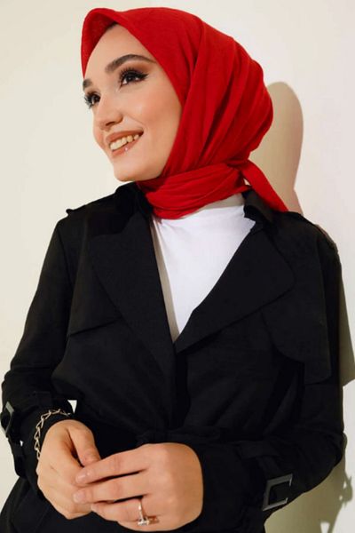 Melodi Scarf Eșarfă practică din bambus Hijab roșu pentru femei