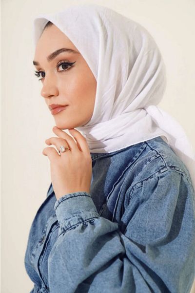 Melodi Scarf Λευκό Hijab Πρακτικό γυναικείο φουλάρι από μπαμπού