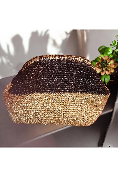 Lotus El Yapımı Çanta El Örgüsü Clutch Çanta Gold Çanta Burslu Çanta Portföy Çanta El Çantası Parlak Çanta