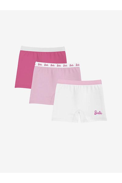 LC Waikiki Boxeri pentru fete cu imprimeu Barbie alb, pachet de 3