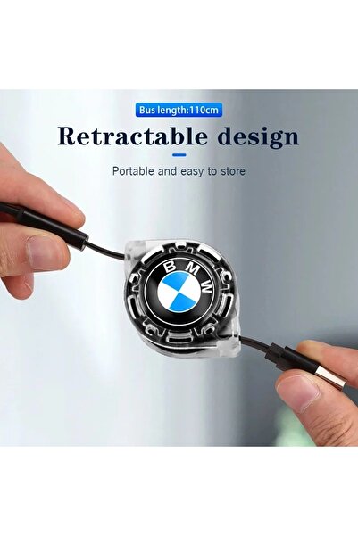 Be Hediyelik Bmw Uyumlu Çek Bırak 3 Ü Bir Arada Uzayabilen Araba Şarj Kablosu Type C - Ios - Mikro Usb Şarj