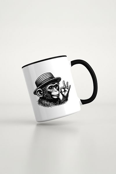 feinas Black Porcelain Cup with Animal Pattern