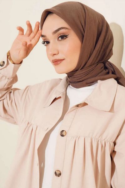 Melodi Scarf Πρακτικό κασκόλ Bamboo Scarf - Καφέ Hijab Γυναικεία