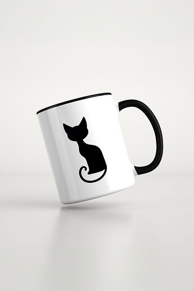 feinas Black Porcelain Cup with Animal Pattern