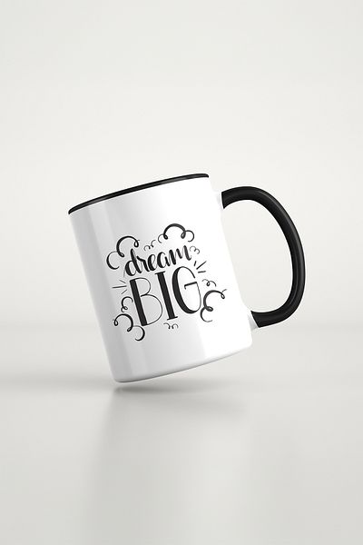 feinas Text Black Porcelain Mug