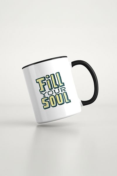 feinas Text Black Porcelain Mug