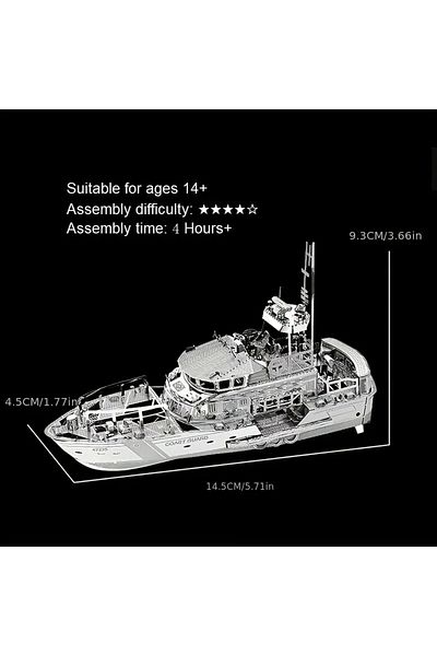 DIY Over 14 Years Old Heelik Model - Life Boat Life-Saving 3D Metal Puzzle