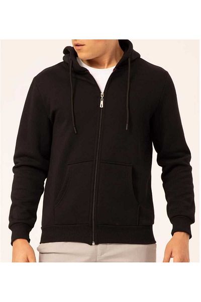 LAND MODA Unisex Βαμβακερό μπουφάν με κουκούλα με φερμουάρ - Ανοιχτόχρωμο και χοντρό