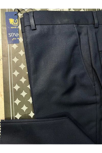 SÜVARİ Παντελόνι Navy Blue Dobby Regular Fit