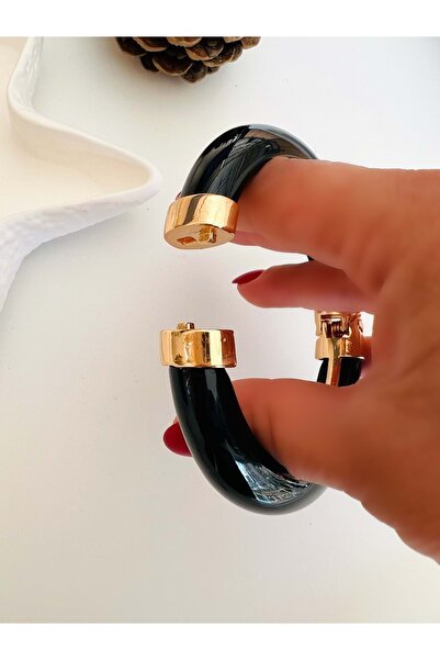 ACAR TAKI Black Enamel Vintage Bone Handcuffs - Acr2426