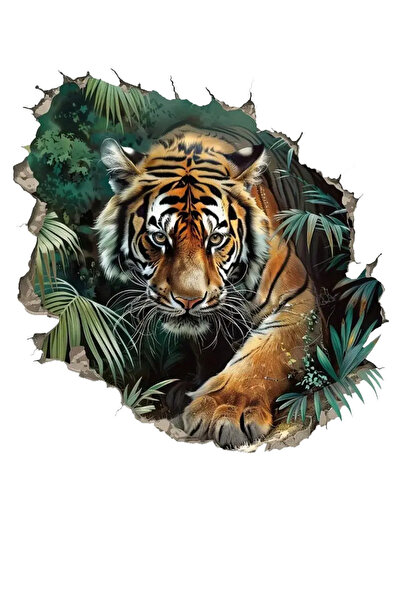 MegaSticker ملصق Forest Tiger - مقاس 14 × 12 سم، سيارة، دراجة نارية، خوذة وزج...