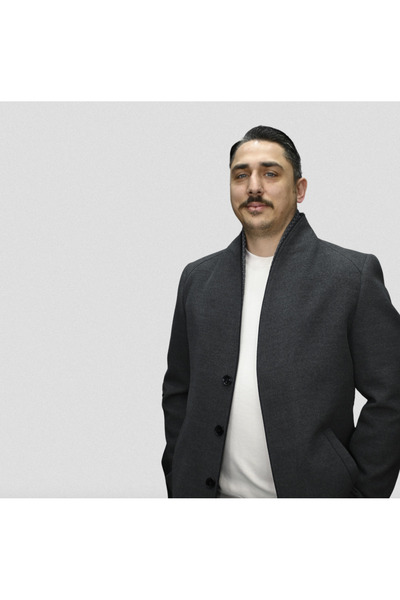 Erkek Şal Yaka Atkılı Kaşe Kaban