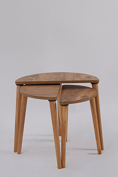 MESAVİSTA Zigon Sehpa Seti , 3'lü Zigon Sehpa Seti, Yarım Ay Stili, Dekoratif...