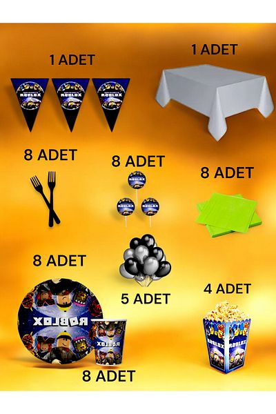 VibeHome 8-Person Roblox Themed XL Pack - Birthday Party and Fun Events