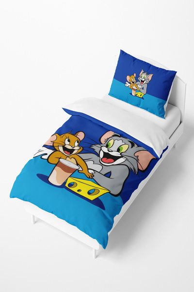 Talia Home طقم غطاء لحاف للأطفال منقوش من توم وجيري - TLAN-319