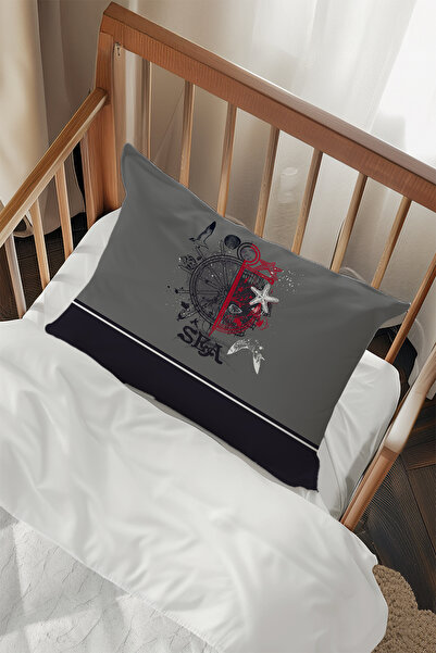 Talia Home 2 Pieces Grey Sailor Patterned Pillowcases - Tlayk-185