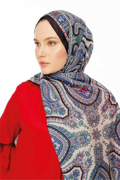 VALORSCARF Şal cu model rustic albastru din oţel