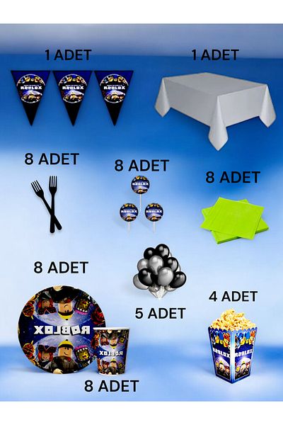 VibeHome 8-Person Roblox Themed XL Pack - Birthday Party and Fun Events