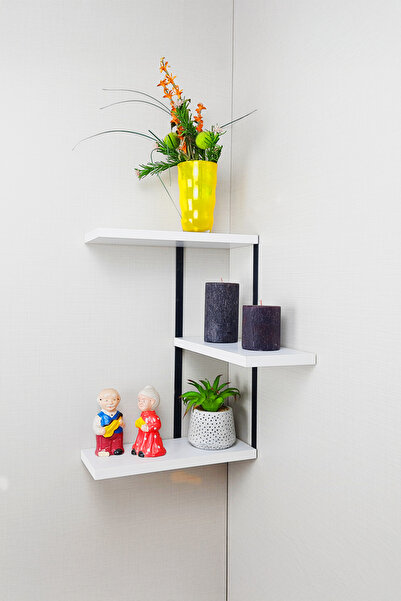 Dekortek Metal Ahşap Mutfak Köşe Rafı Tezgah Üstü Düzenleyici Oda Rafı Banyo ...