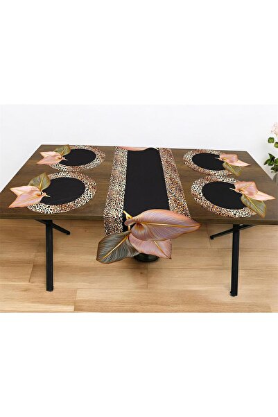 tarzınısec 3 Boyutlu Dijital Baskılı Leopar Çiçekli Runner Örtüsü Ve Amerikan...