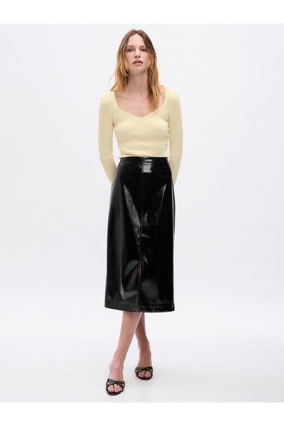 GAP Kadın Krem Kalp Yaka Korse Detaylı Kazak