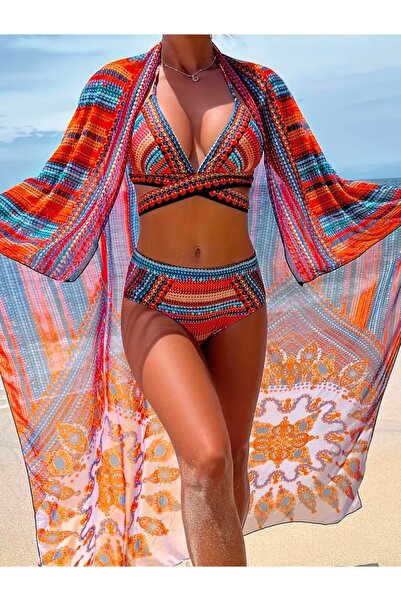 ALİVİONS 3 Parça Çapraz Askılı Bikini Takımı