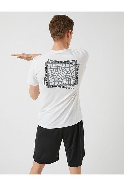 Koton Μπλουζάκι με κοντό μανίκι Crew Neck με σύνθημα τυπωμένο στην πλάτη
