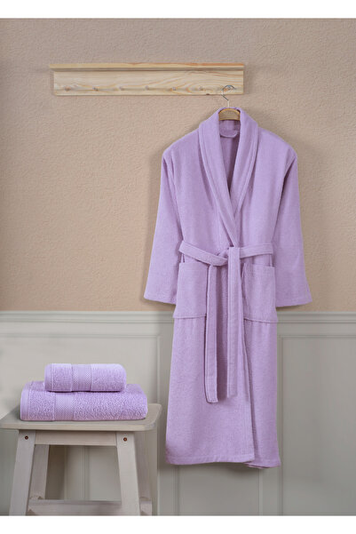 Ellaline 3-Piece 100% Cotton Bathrobe Set - Head, Body and Shawl Towel