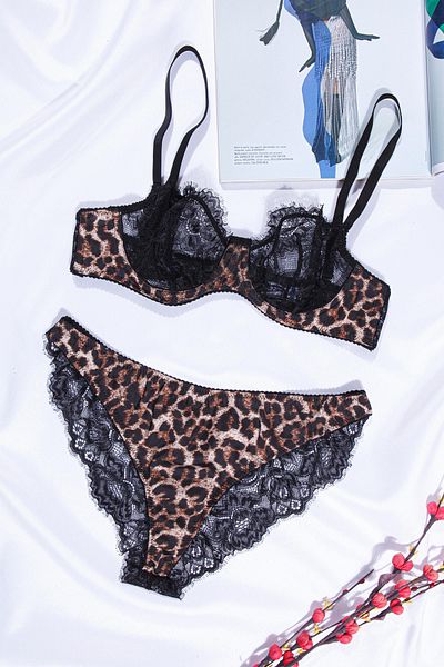 MILANOFOX Σετ εσώρουχα με δαντέλα Leopard Pattern Bralet Bralet Bralet (Προίκα, Βαλεντίνος, Πρωτοχρονιά)