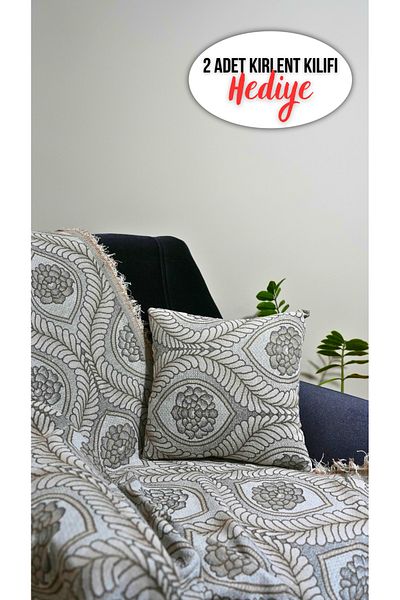Rell Home غطاء أريكة فاخر مضاد للانزلاق مصنوع من القطن بنسبة 100% |   غطاء متعدد الأغراض |   2 قطعة غطاء وسادة مقاس 40x40 سم