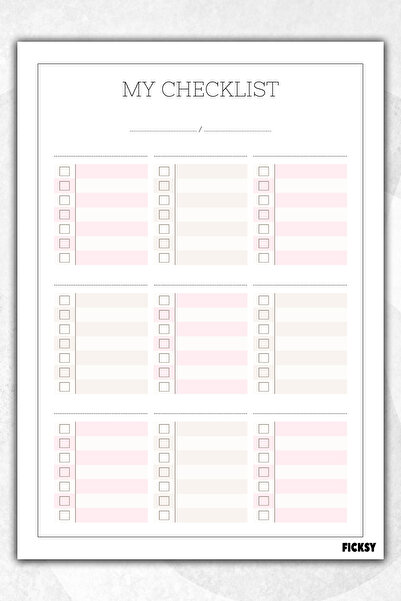 Ficksy قائمة التحقق - قائمة التحقق - A4 - قائمة مراقبة المهام الروتينية - مخطط يومي أسبوعي - مخطط