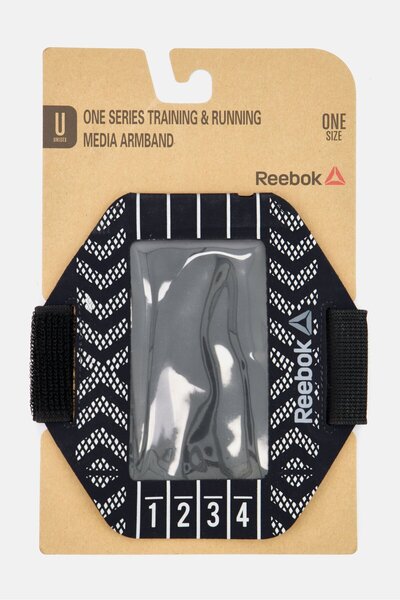 Reebok سوار ذراع MP3 بشعار العلامة التجارية للرجال، أسود