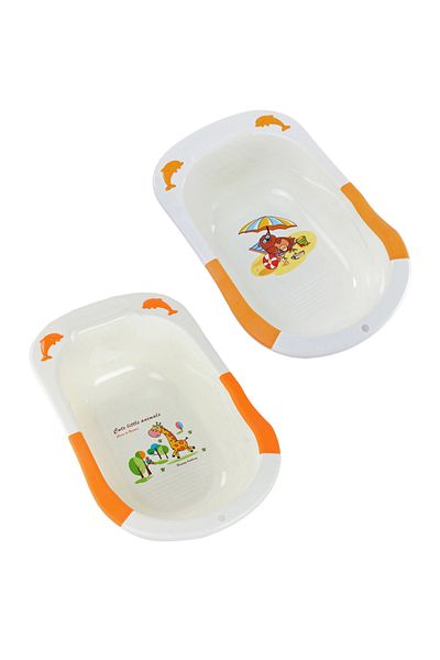 Babyhug حوض استحمام بيبي هاج للأطفال، 3 أشهر فما فوق، سهل التنظيف والتخزين، مع سدادة تصريف، 76×46×20.5 سم - برتقالي