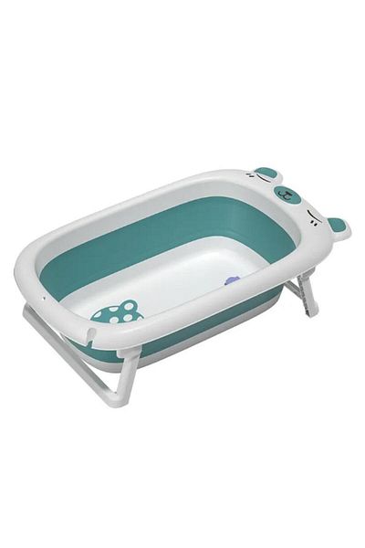 Fab N Funky Bear Designed Foldable Bath Tub with Drain Plug, Non-Slip Base, 0 Months+, Pink