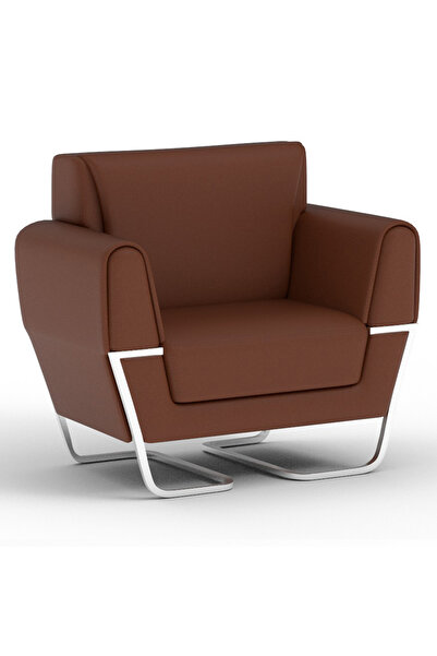 Mahmayi Choco Brown PU Leatherette Single Seater Sofa, Comfortable Living Room Furniture