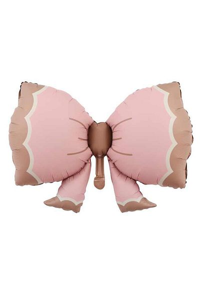 Patladı Gitti Retro Bow Pastel Foil Balloon Large Size Pink 91-60 cm