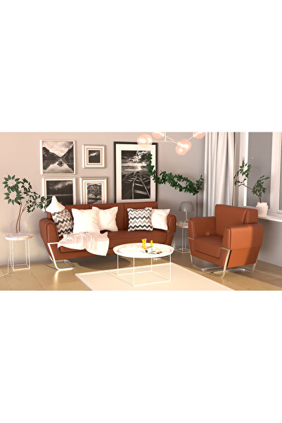 Mahmayi Choco Brown PU Leatherette Single Seater Sofa, Comfortable Living Room Furniture