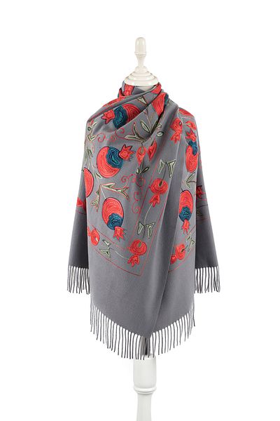 Bursa İpek Smoked Embroidered Winter Shawl