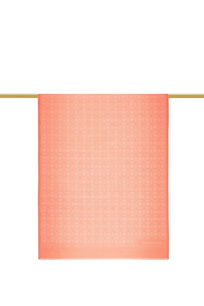 Bursa İpek Şal de mătase jacquard cu model monogramă de somon