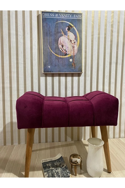 arkın koltuk döşeme ve dekorasyon Puf , Mürdüm Puf Ahşap Ayak Çima Dikiş Spor Modern Tasarım Şık Görünüm