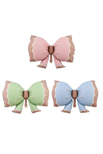 Azebu Retro Fiyonk Pastel Folyo Balon Büyük Boy Pembe 91-60 Cm