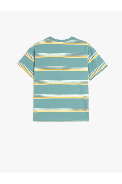 Koton Βαμβακερό ριγέ μπλουζάκι με κοντό μανίκι oversize