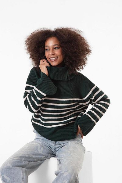 Figo Striped Turtleneck Women's Sweater