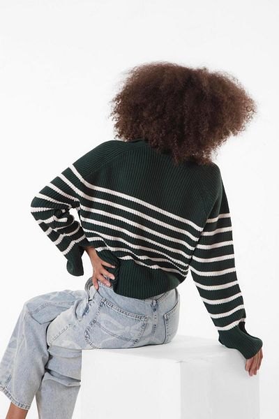 Figo Striped Turtleneck Women's Sweater