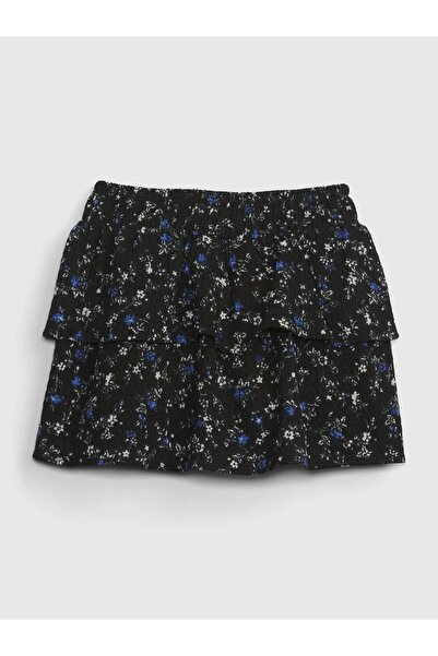 GAP Kız Bebek Siyah Çiçek Desenli Fırfırlı Şort Etek