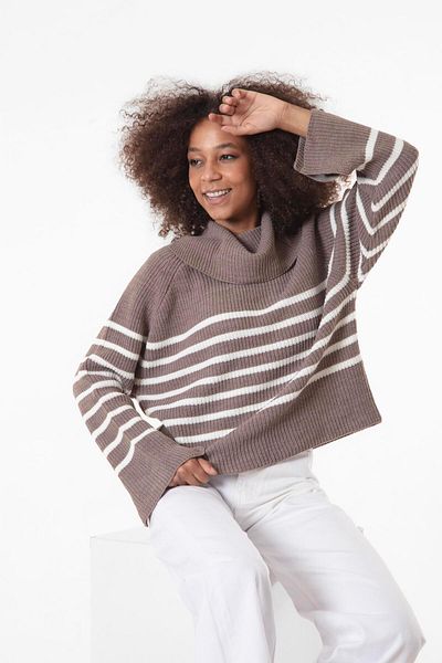 Figo Striped Turtleneck Women's Sweater