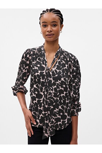 GAP Kadın Siyah Boyundan Bağlamalı Bluz