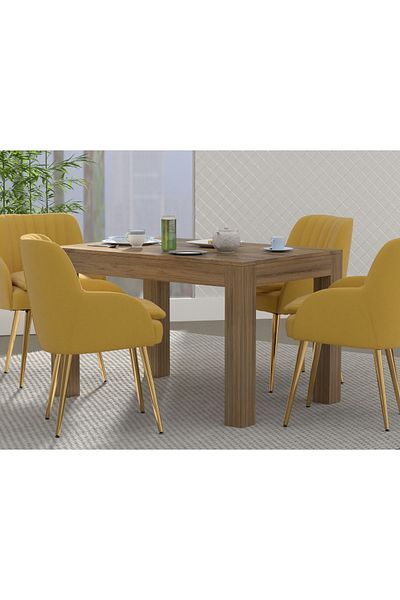 Mahmayi 4-Seater Wooden Dining Table for Kitchen, 120cm, Vintage Santa Fe Oak Finish